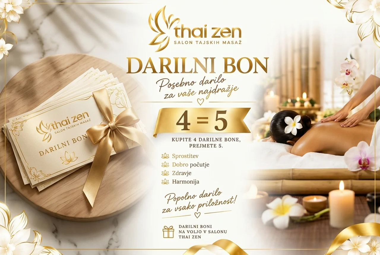 Darilni bon Thai Zen: kupite 4 darilne bone, prejmete 5